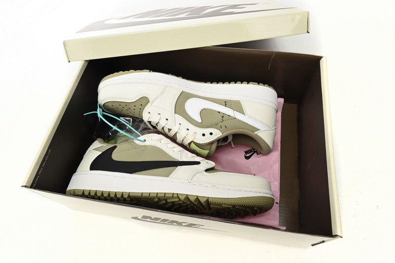 Travis Scott Air Jordan 1 Low Golf Olive Edition Performance Sneakers