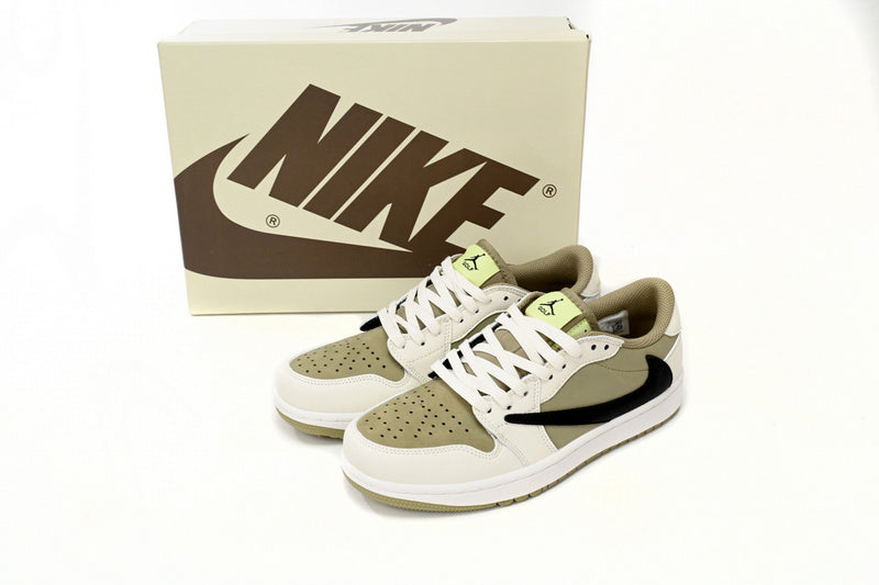 Travis Scott Air Jordan 1 Low Golf Olive Edition Performance Sneakers