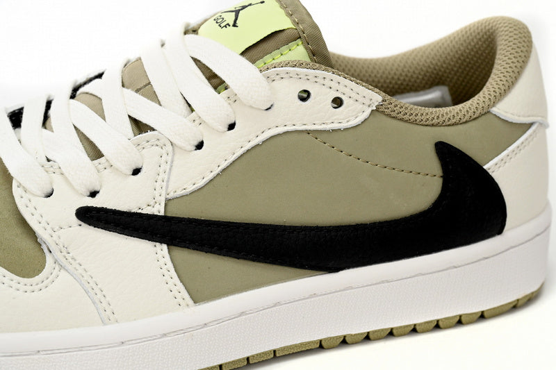 Travis Scott Air Jordan 1 Low Golf Olive Edition Performance Sneakers