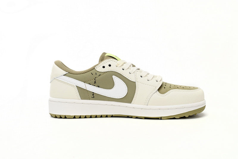 Travis Scott Air Jordan 1 Low Golf Olive Edition Performance Sneakers