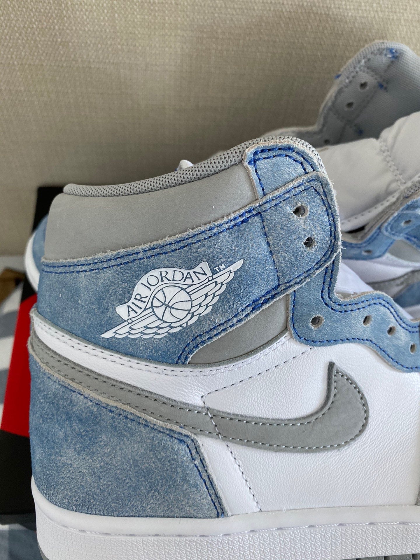 Classic Air Jordan 1 High GS Washed Carolina Blue Denim Sneakers