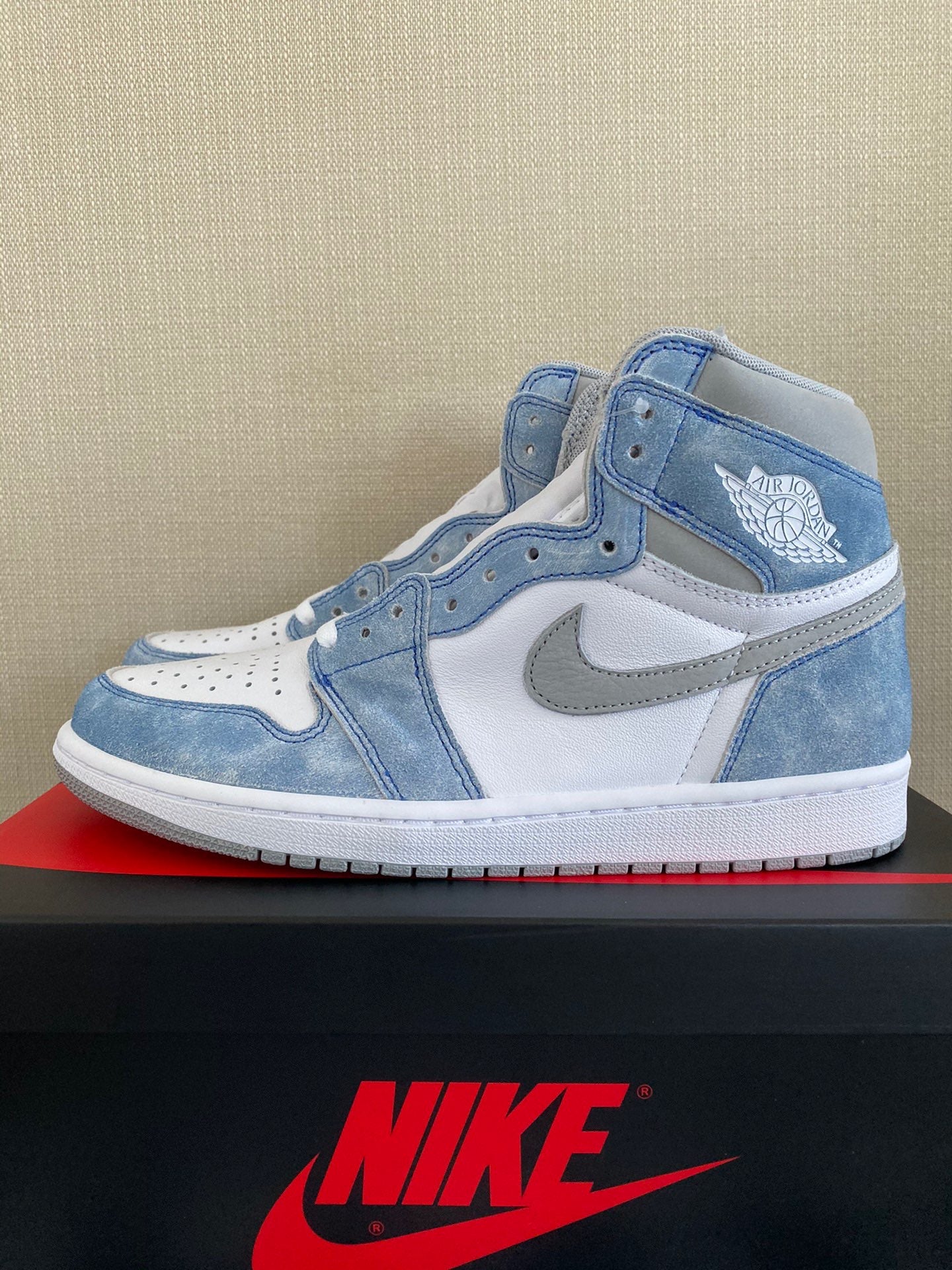 Classic Air Jordan 1 High GS Washed Carolina Blue Denim Sneakers