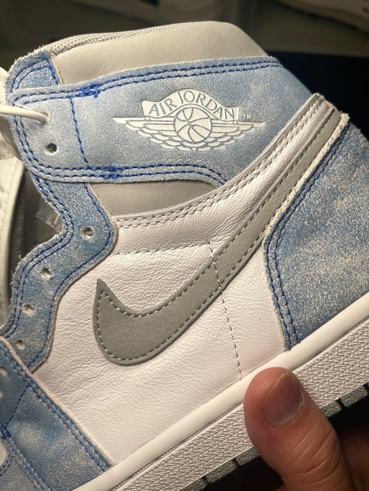 Classic Air Jordan 1 High GS Washed Carolina Blue Denim Sneakers