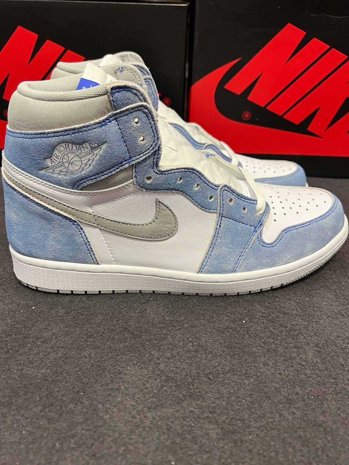 Classic Air Jordan 1 High GS Washed Carolina Blue Denim Sneakers