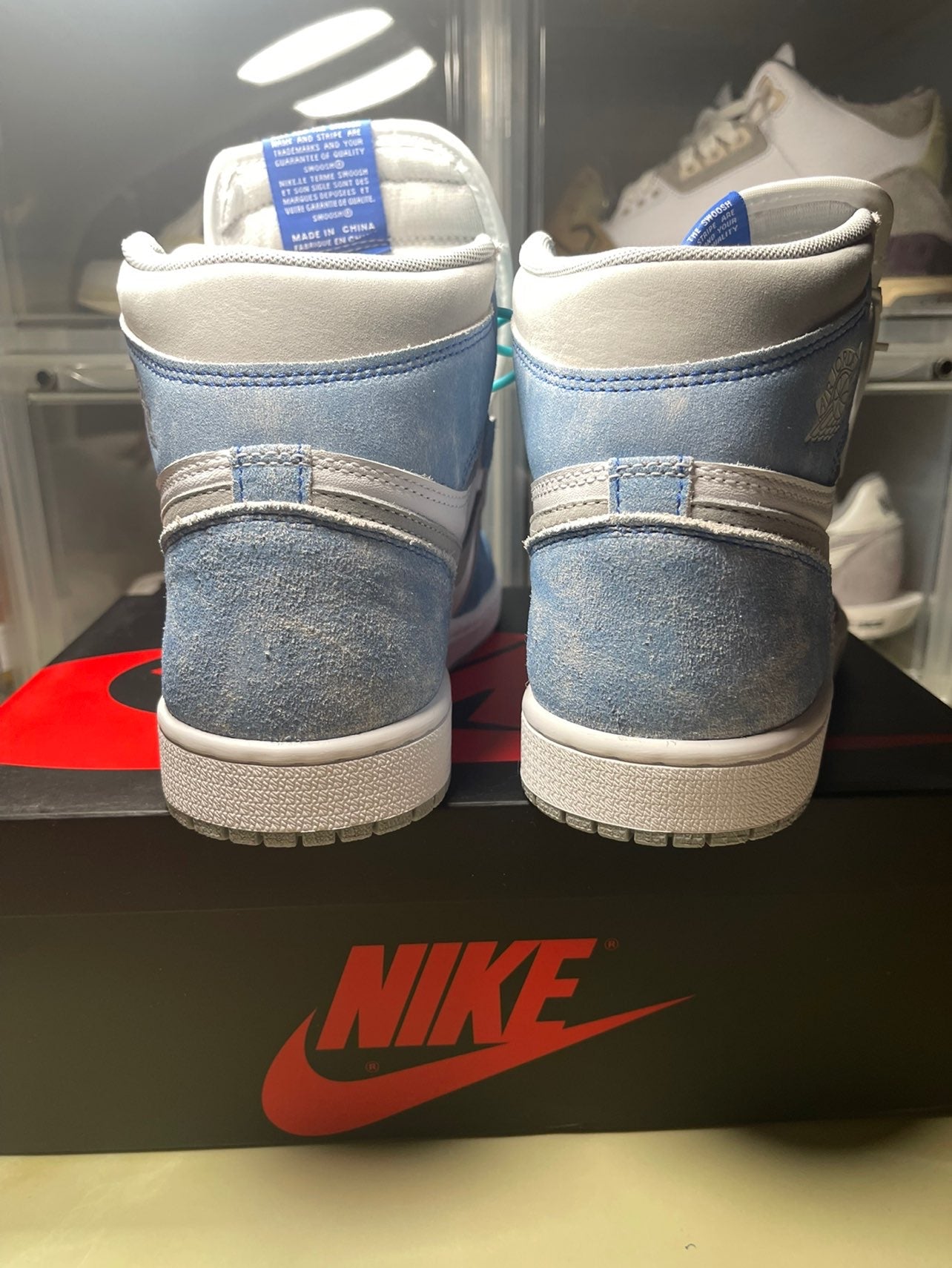 Classic Air Jordan 1 High GS Washed Carolina Blue Denim Sneakers
