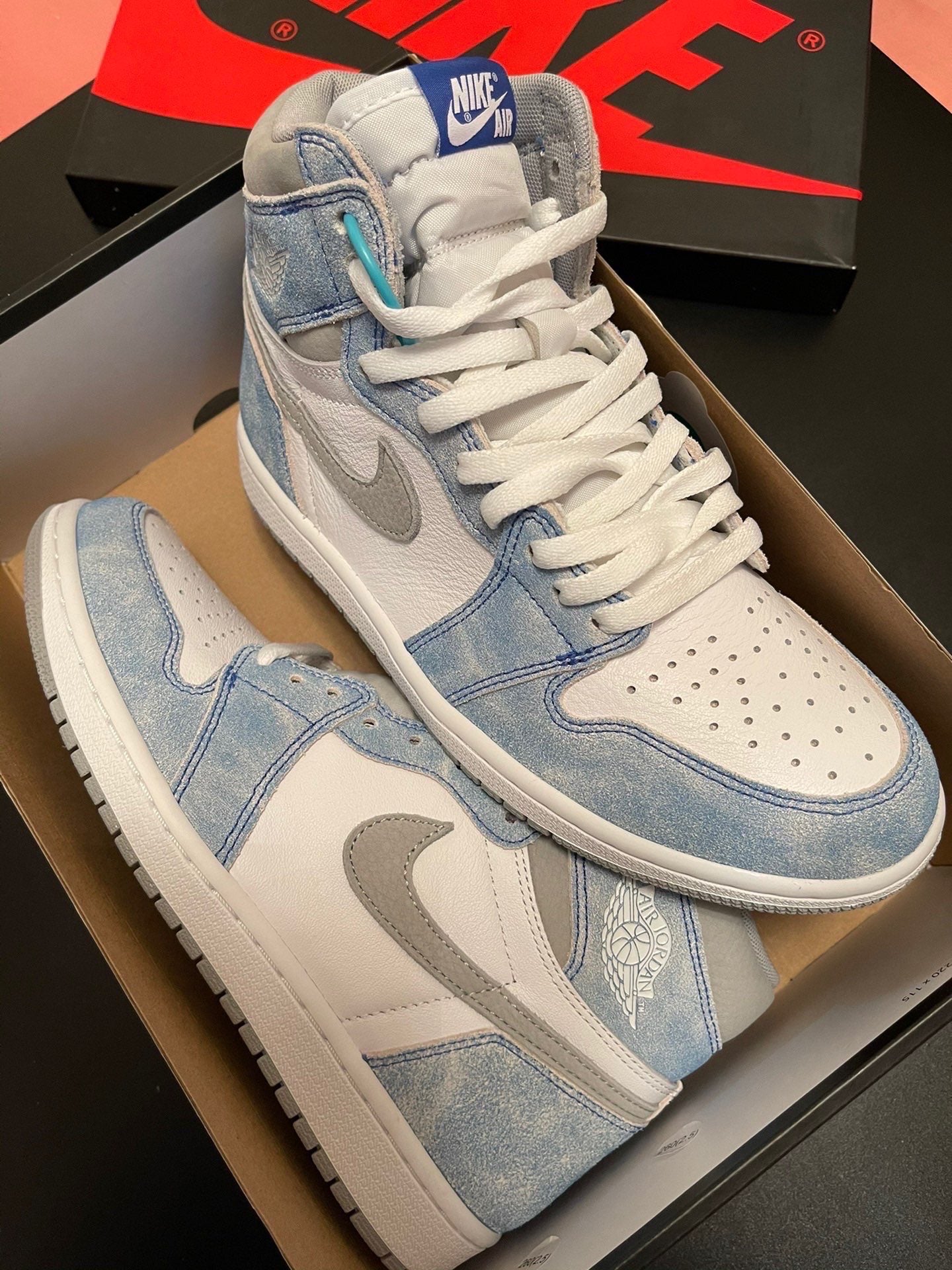 Classic Air Jordan 1 High GS Washed Carolina Blue Denim Sneakers
