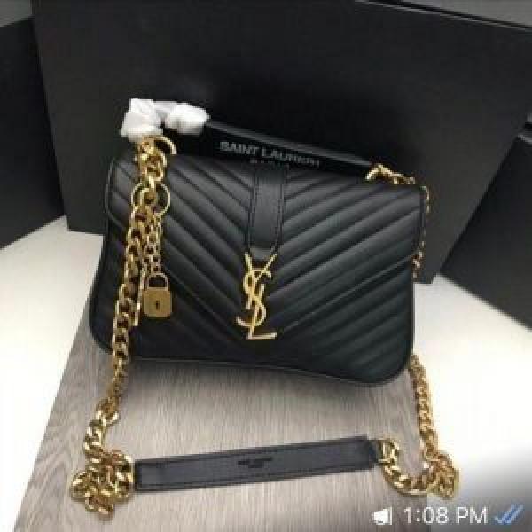 Premium YSL Saint Laurent Black Quilted Crossbody Sling Bag with Double Box