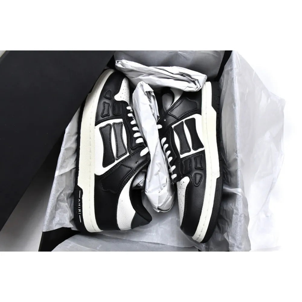 AMIRI Skel Top Low Black White Sneakers – Stylish Bone Appliqué Low-Top Shoes