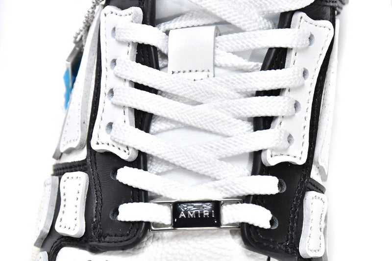AMIRI Skel Top Low White Black Bone Appliqué Premium Leather Sneakers