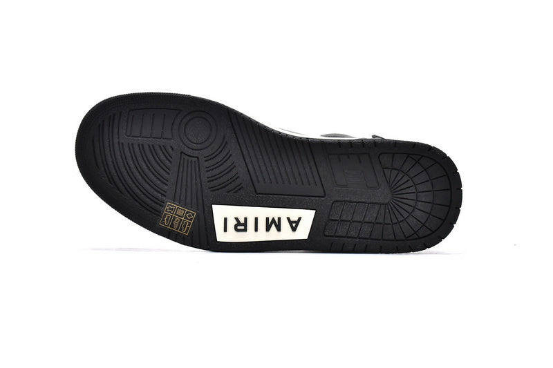 AMIRI Skel Top Low White Black Bone Appliqué Premium Leather Sneakers