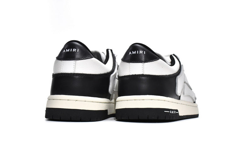 AMIRI Skel Top Low White Black Bone Appliqué Premium Leather Sneakers