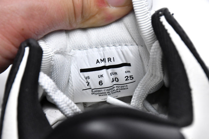 AMIRI Skel Top Low White Black Bone Appliqué Premium Leather Sneakers