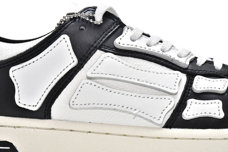 AMIRI Skel Top Low White Black Bone Appliqué Premium Leather Sneakers