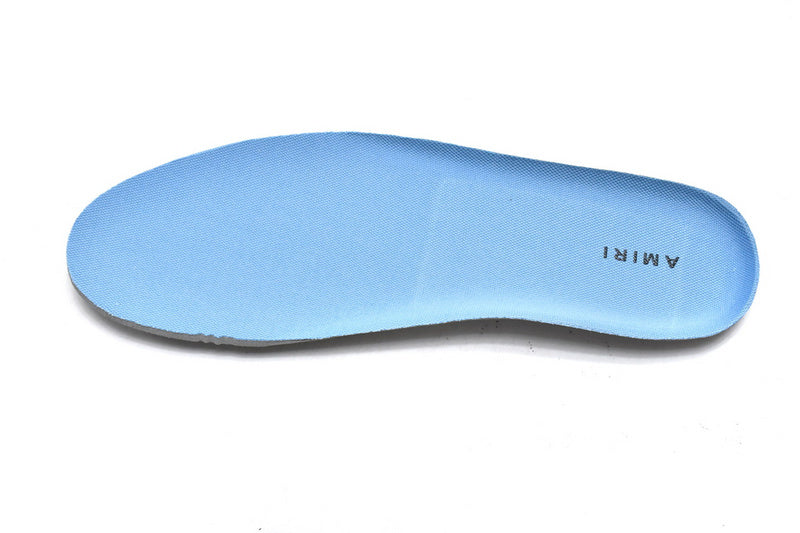 AMIRI Skel Top Low White Blue Premium Leather Bone Appliqué Sneakers