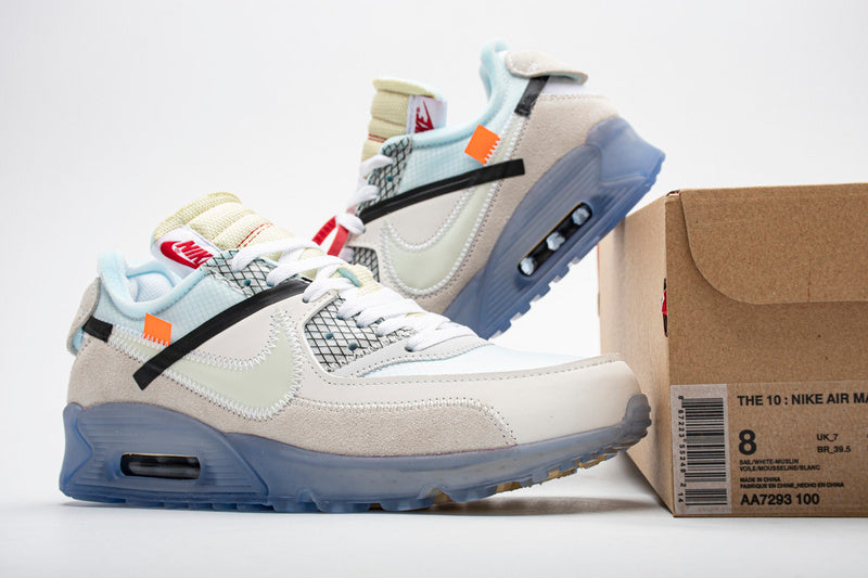 Off-White x Nike Air Max 90 'The Ten' All White Iconic Sneakers
