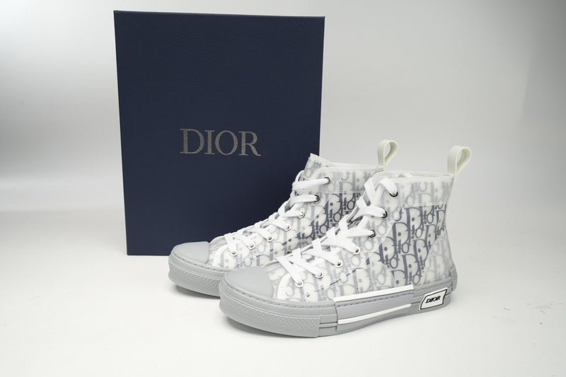 Dior B23 HT Oblique Transparency High-Top Sneakers White Blue Gray Iconic