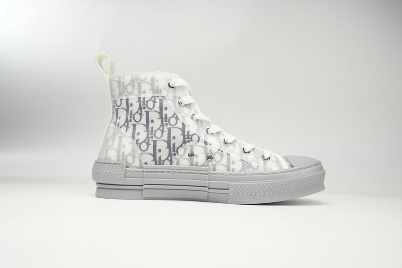Dior B23 HT Oblique Transparency High-Top Sneakers White Blue Gray Iconic