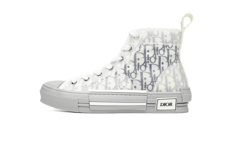 Dior B23 HT Oblique Transparency High-Top Sneakers White Blue Gray Iconic