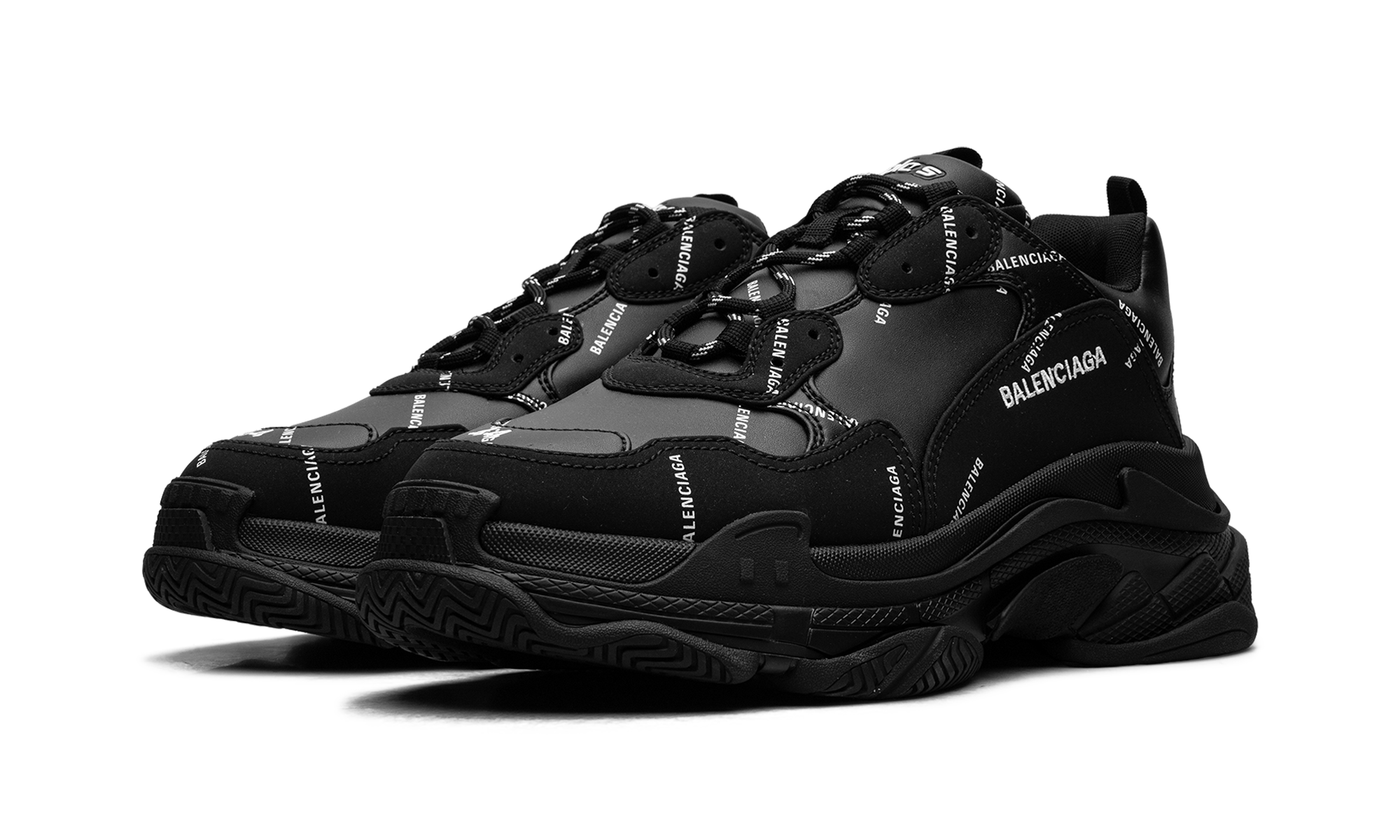 Balenciaga Triple S 'Allover Logo Black' Chunky Luxury Designer Fashion Sneaker