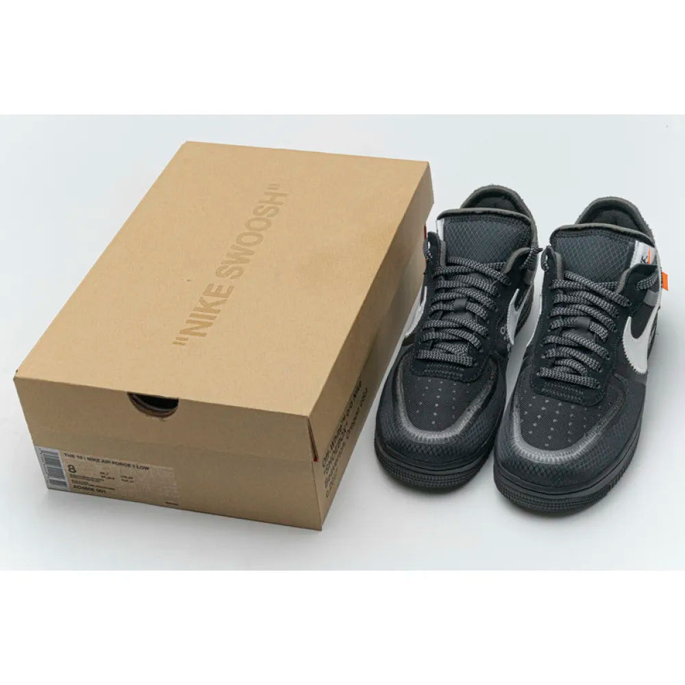 OFF-WHITE Nike Air Force 1 Low Black Deconstructed Premium Fashion Sneaker