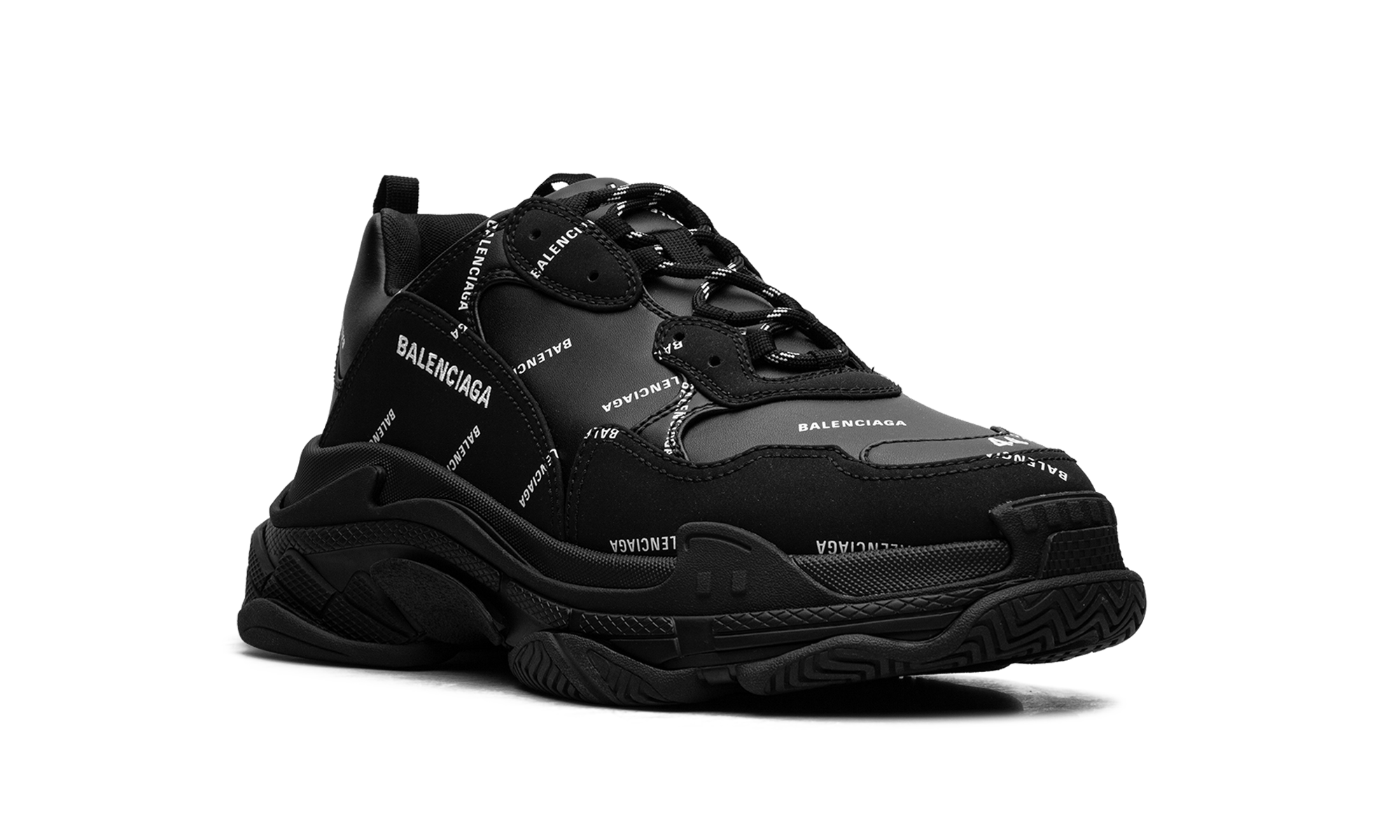Balenciaga Triple S 'Allover Logo Black' Chunky Luxury Designer Fashion Sneaker
