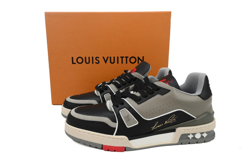 Louis Vuitton Trainer Grey Black Luxury Sneakers - Stylish Comfort Footwear