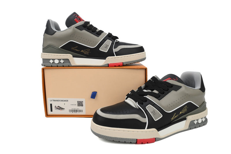 Louis Vuitton Trainer Grey Black Luxury Sneakers - Stylish Comfort Footwear