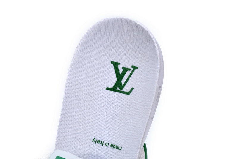 Louis Vuitton Trainer White Green Premium Luxury Sneakers - Men's Fashion Footwear