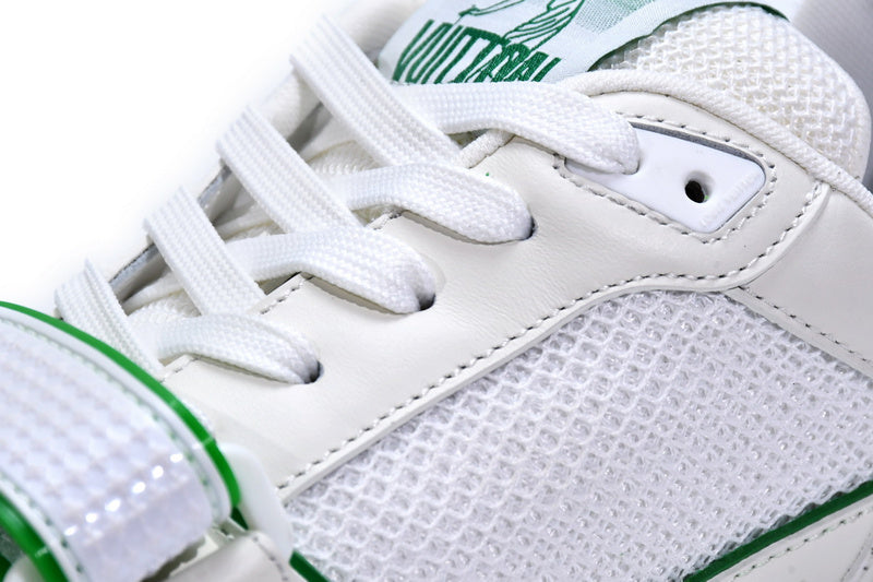 Louis Vuitton Trainer White Green Premium Luxury Sneakers - Men's Fashion Footwear