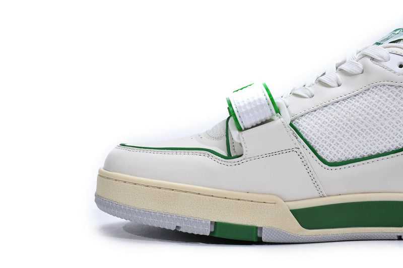 Louis Vuitton Trainer White Green Premium Luxury Sneakers - Men's Fashion Footwear