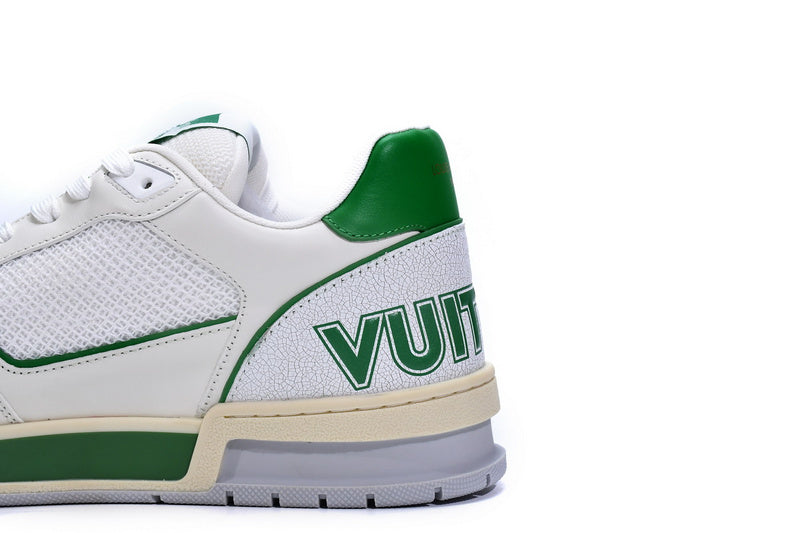 Louis Vuitton Trainer White Green Premium Luxury Sneakers - Men's Fashion Footwear