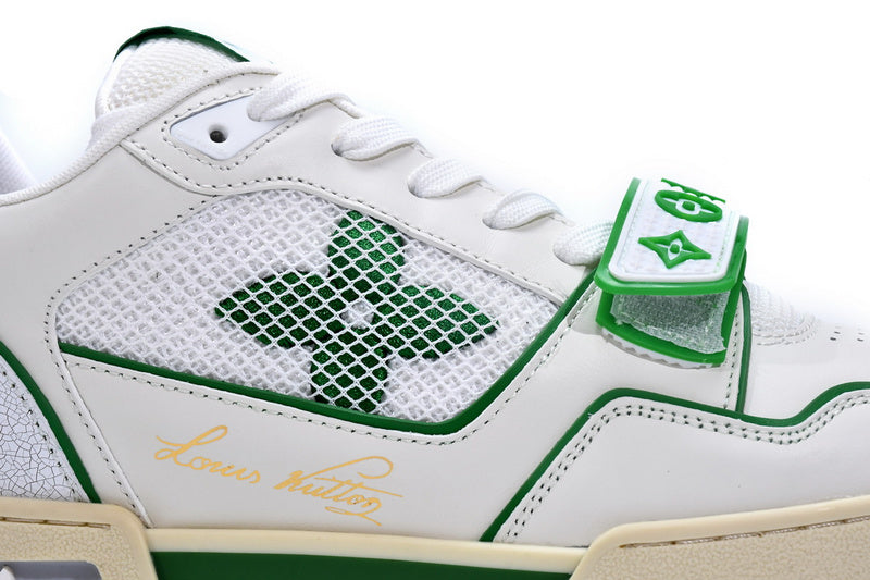 Louis Vuitton Trainer White Green Premium Luxury Sneakers - Men's Fashion Footwear