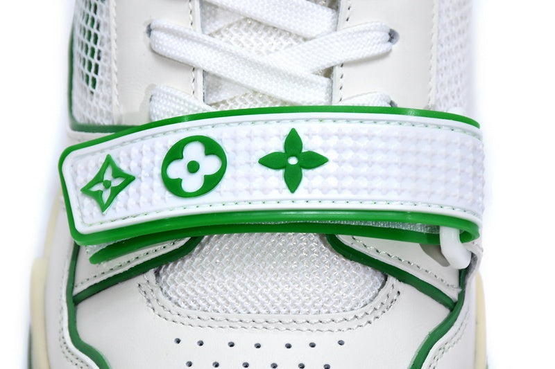 Louis Vuitton Trainer White Green Premium Luxury Sneakers - Men's Fashion Footwear