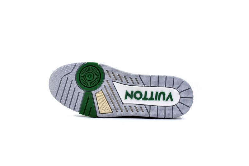 Louis Vuitton Trainer White Green Premium Luxury Sneakers - Men's Fashion Footwear