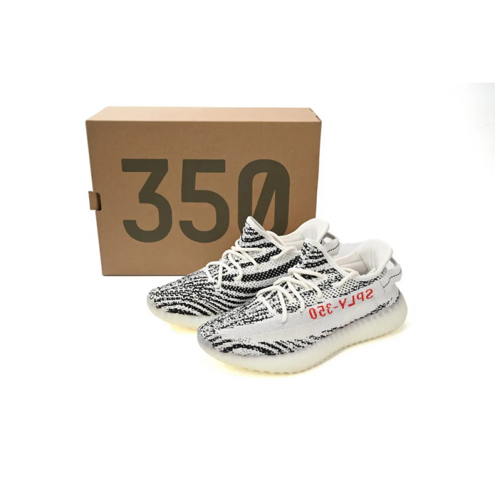 OG Adidas Yeezy Boost 350 V2 Zebra Primeknit Sneakers with Real Boost