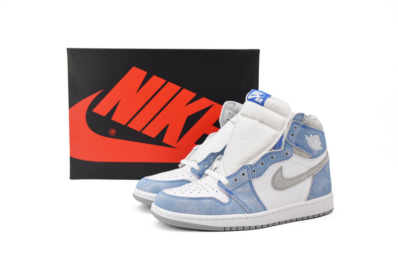 Classic Air Jordan 1 High GS Washed Carolina Blue Denim Sneakers