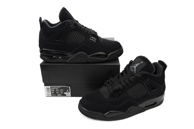 OG Batch Air Jordan 4 Retro "Black Cat" Men's Premium Blackout Sneakers