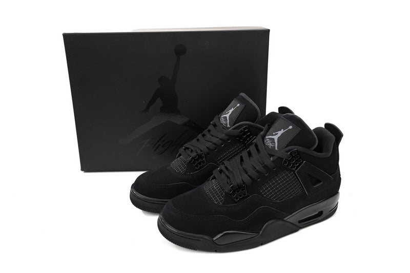 OG Batch Air Jordan 4 Retro "Black Cat" Men's Premium Blackout Sneakers