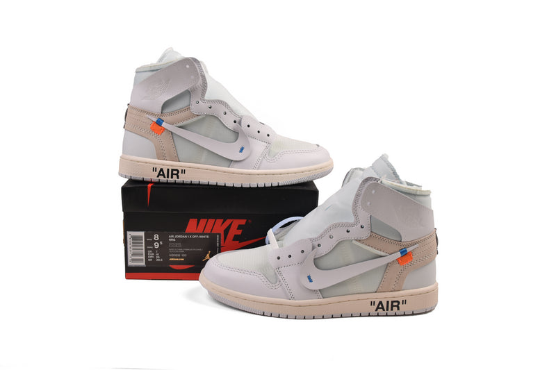 Exclusive OFF-WHITE x Air Jordan 1 'The Ten' White High-Top OG Replica Sneakers