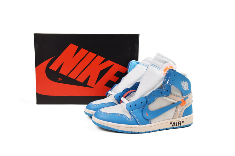 OG Off-White x Air Jordan 1 UNC Retro High Top Sneakers Blue White