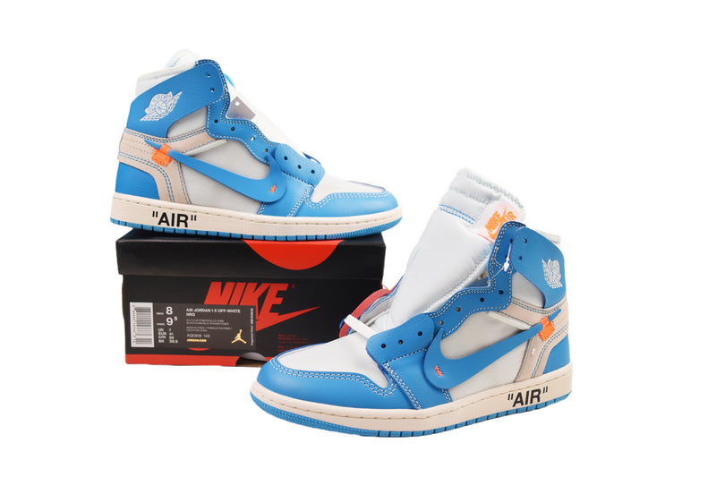 OG Off-White x Air Jordan 1 UNC Retro High Top Sneakers Blue White