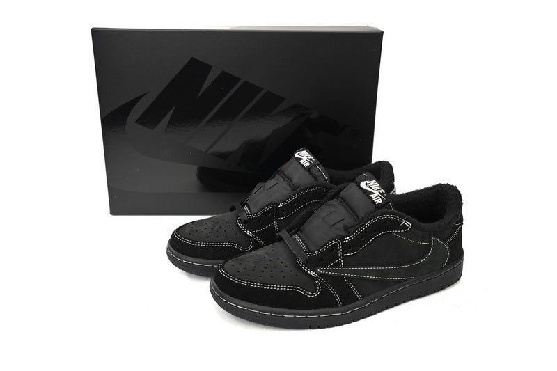Iconic Travis Scott Air Jordan 1 Low Black Phantom Style Sneakers