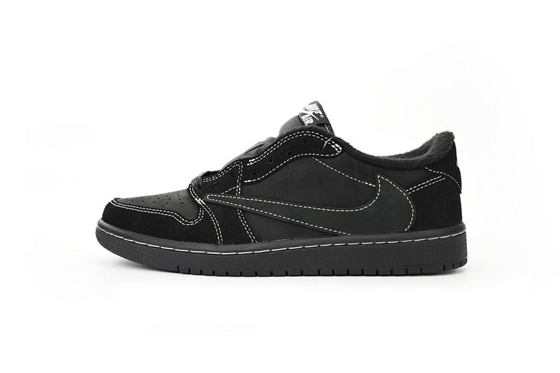 Iconic Travis Scott Air Jordan 1 Low Black Phantom Style Sneakers