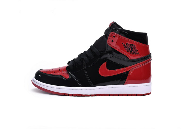 Iconic Air Jordan 1 High OG Bred Patent Leather Basketball Sneakers