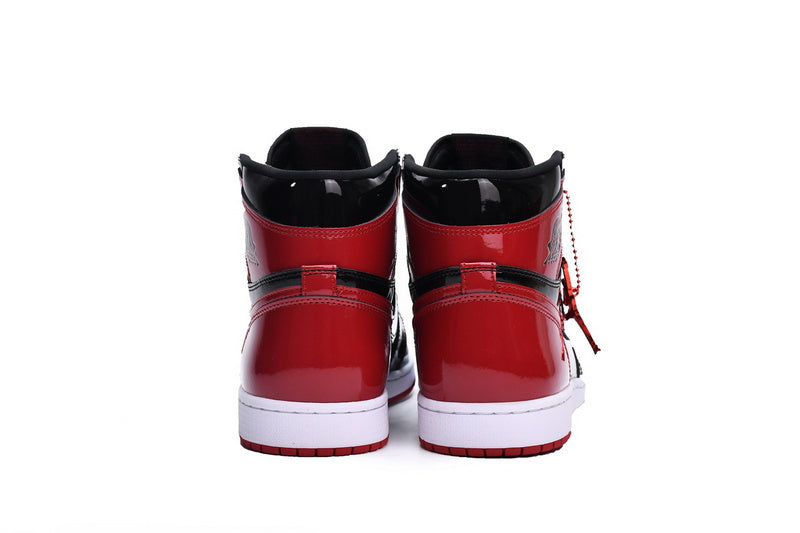 Iconic Air Jordan 1 High OG Bred Patent Leather Basketball Sneakers
