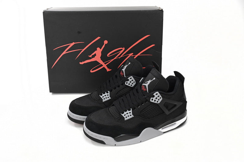 Authentic Air Jordan 4 Retro Black Canvas Sneakers - Q4 Batch Premium Quality
