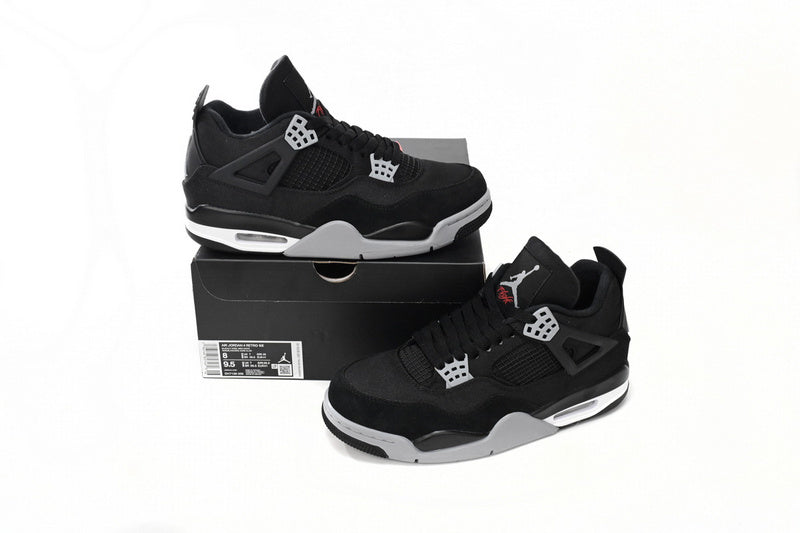 Authentic Air Jordan 4 Retro Black Canvas Sneakers - Q4 Batch Premium Quality