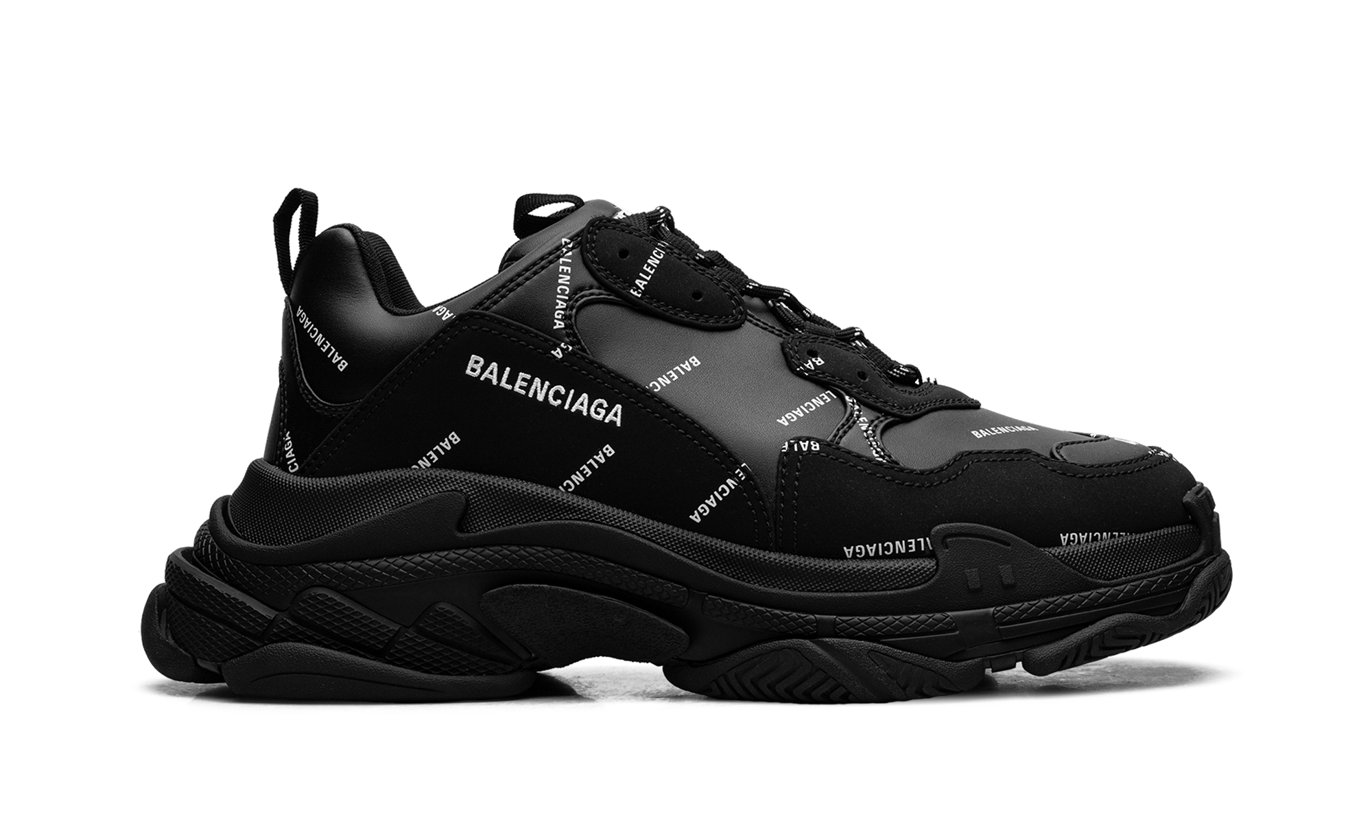 Balenciaga Triple S 'Allover Logo Black' Chunky Luxury Designer Fashion Sneaker