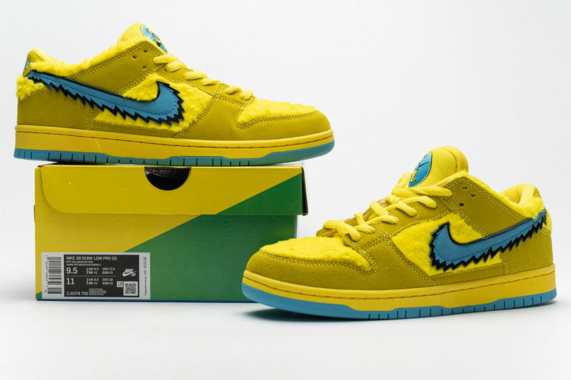 Vibrant Yellow Bear Grateful Dead Nike SB Dunk Low Skate Shoes