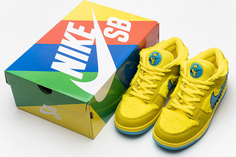 Vibrant Yellow Bear Grateful Dead Nike SB Dunk Low Skate Shoes